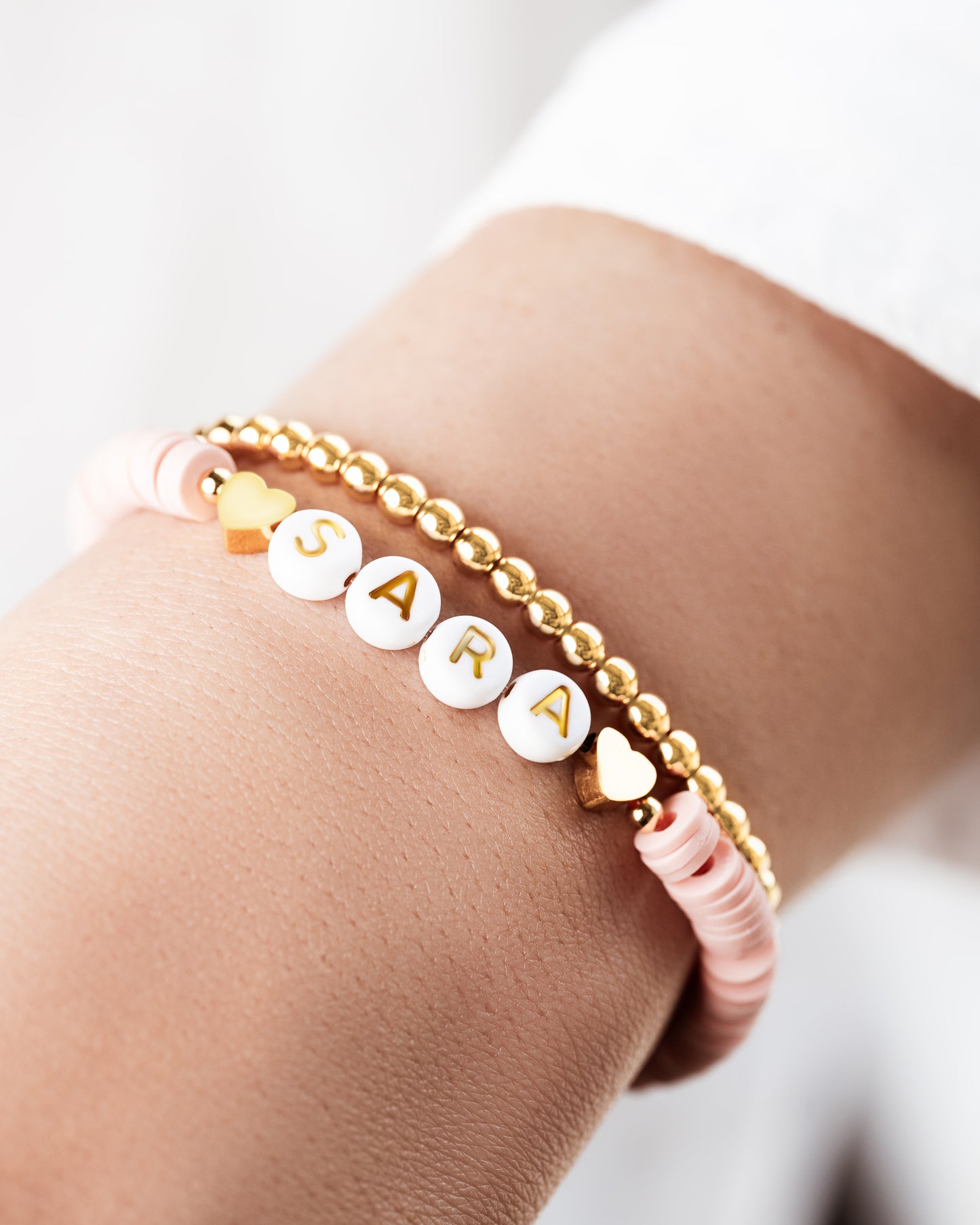 Organic Rubber disc beads with Gold-Plated heart "Sara"